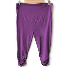 Pregnant Women Elastic Capris Pants Solid Pleated Cotton Maternity Clothes Leggings ILML