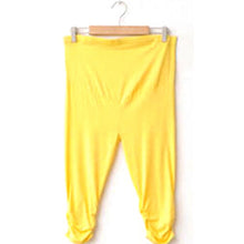 Pregnant Women Elastic Capris Pants Solid Pleated Cotton Maternity Clothes Leggings ILML