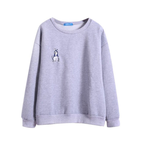 Gray Women Sweatshirt Long Sleeve Casual Letter Print Pullover Hoodies  ILML