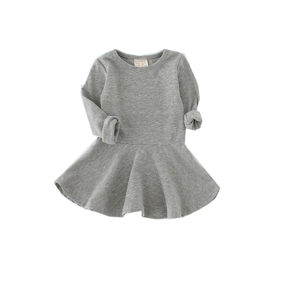 Kids Toddlers Girls Dresses Cotton Long Sleeve Princess Dress Children Girl Clothes ILML
