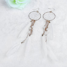 Bohemia Jewelry Girls Trendy Feather Beads Long Chain Tassel Design Dream Catcher Earrings For Women Dangler Earring ILML