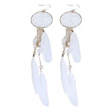 Bohemia Jewelry Girls Trendy Feather Beads Long Chain Tassel Design Dream Catcher Earrings For Women Dangler Earring ILML