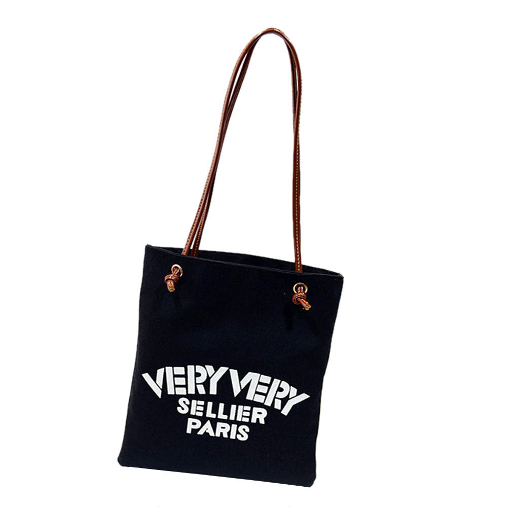 Casual Women Letter Canvas Shoulder Bag Messenger Shopping Bag  ILML