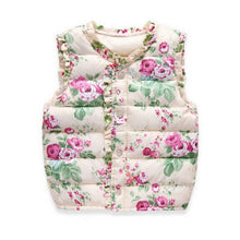 Children Outerwear Coats Flowers Printed Vest Kids Windbreaker Jacket Cotton Coats Children Warm Vest ILML