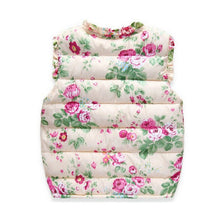 Children Outerwear Coats Flowers Printed Vest Kids Windbreaker Jacket Cotton Coats Children Warm Vest ILML