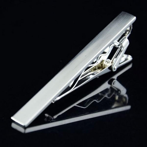 Men Practical Silver Tone Metal Simple Necktie Tie Bar Clasp Clip Decor ILML