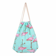 women backpack Flamingos Printing Canvas Backpack for girls Beam Port Drawstring Bag School Backpacks Travel Bag ILML