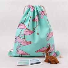 women backpack Flamingos Printing Canvas Backpack for girls Beam Port Drawstring Bag School Backpacks Travel Bag ILML