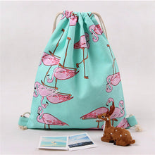 women backpack Flamingos Printing Canvas Backpack for girls Beam Port Drawstring Bag School Backpacks Travel Bag ILML