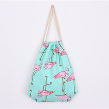 women backpack Flamingos Printing Canvas Backpack for girls Beam Port Drawstring Bag School Backpacks Travel Bag ILML