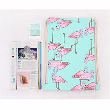 women backpack Flamingos Printing Canvas Backpack for girls Beam Port Drawstring Bag School Backpacks Travel Bag ILML