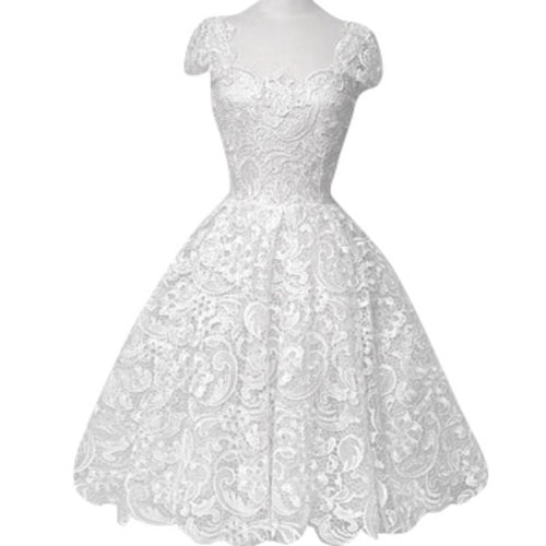 Noble Women Mid Chiffon Dress Formal Gown White Lace Dresses P1 ILML