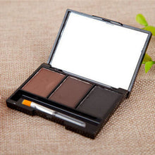 Professional Kit 3 Colour Eyebrow Powder Shadow Palette Enhancer with Ended Brush ILML