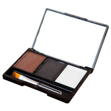 Professional Kit 3 Colour Eyebrow Powder Shadow Palette Enhancer with Ended Brush ILML