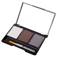 Professional Kit 3 Colour Eyebrow Powder Shadow Palette Enhancer with Ended Brush ILML