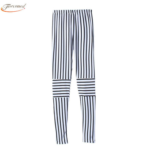Style - Women Leggings Vertical Stripes High Waist Elastic Leggings ILML