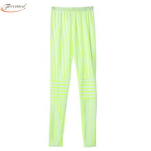 Style - Women Leggings Vertical Stripes High Waist Elastic Leggings ILML
