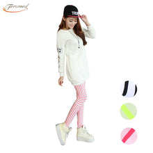 Style - Women Leggings Vertical Stripes High Waist Elastic Leggings ILML