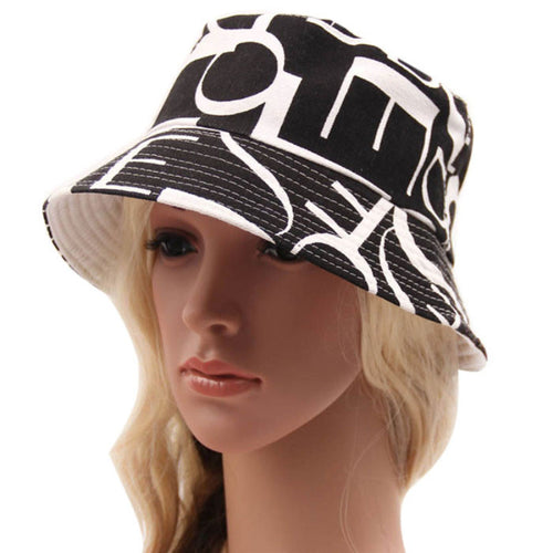 Bohemian Style Printing Stripe Lattice Women's Sun Hat Bucket Hat ILML