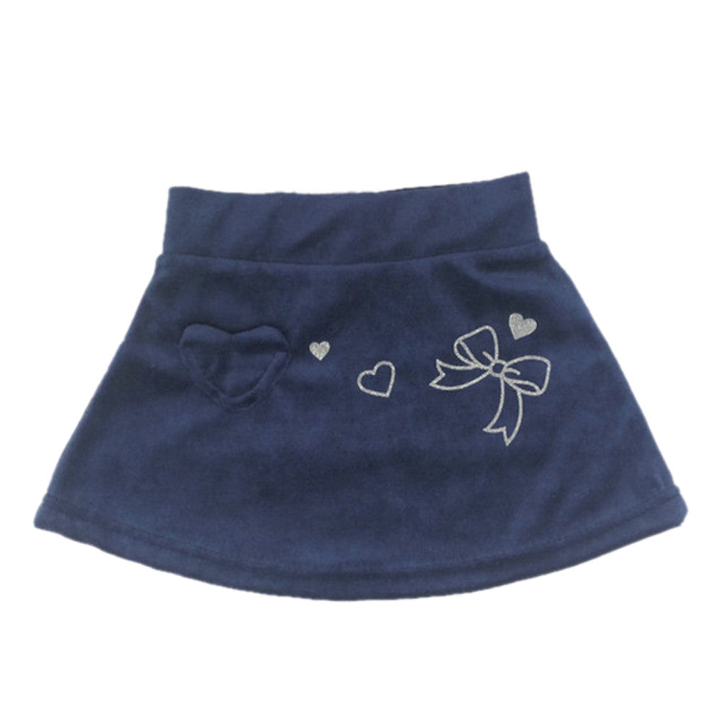 Style Kids Girls Skirt Sweet Heart Bowknot Printed Casual Short Children Skirts ILML