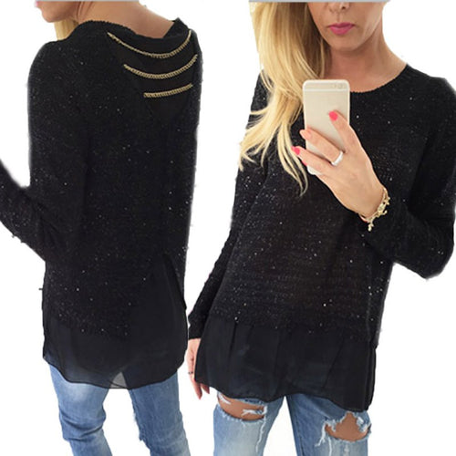 Vogue Women's Long Sleeve Loose Pullover Blouse Crewneck Long Tops Jumper ILML