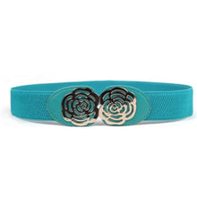 Women Adjustable Elastic Stretch Flower Buckle Wide Waist Belt Waistband P16 ILML