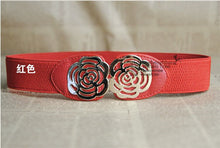 Women Adjustable Elastic Stretch Flower Buckle Wide Waist Belt Waistband P16 ILML