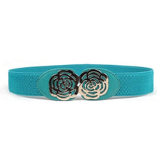 Women Adjustable Elastic Stretch Flower Buckle Wide Waist Belt Waistband P16 ILML
