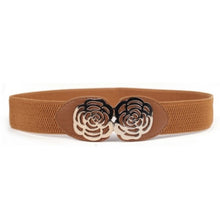 Women Adjustable Elastic Stretch Flower Buckle Wide Waist Belt Waistband P16 ILML