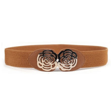 Women Adjustable Elastic Stretch Flower Buckle Wide Waist Belt Waistband P16 ILML
