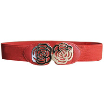 Women Adjustable Elastic Stretch Flower Buckle Wide Waist Belt Waistband P16 ILML