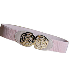 Women Adjustable Elastic Stretch Flower Buckle Wide Waist Belt Waistband P16 ILML