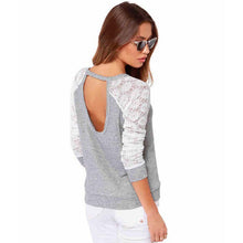 Women Backless Long Sleeve Embroidery Lace Crochet Shirt Plus Size Top Blouse Forward S-XXL ILML