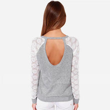 Women Backless Long Sleeve Embroidery Lace Crochet Shirt Plus Size Top Blouse Forward S-XXL ILML