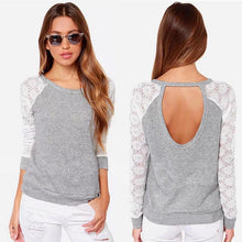 Women Backless Long Sleeve Embroidery Lace Crochet Shirt Plus Size Top Blouse Forward S-XXL ILML