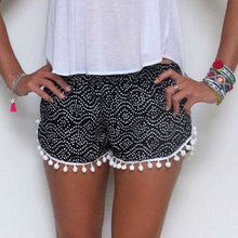 Casual Sexy Shorts Women Girl Polka Dot High Elastic Waist Tassel Loose Short Beach Feminino Femme Board Shorts ILML