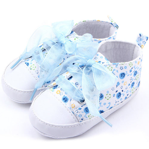 born 0-12 Months Toddler Baby Girls Crib Shoes Soft Sole Anti-slip Floral Walk Sneaker First Walkers ILML
