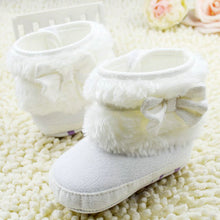 born 0-18Months Baby Girls White Bowknot Crib Shoes Toddler Soft Warm Snow Boots First Walkers ILML
