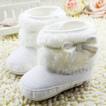 born 0-18Months Baby Girls White Bowknot Crib Shoes Toddler Soft Warm Snow Boots First Walkers ILML