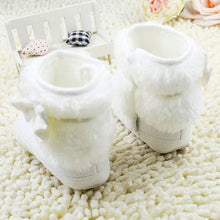 born 0-18Months Baby Girls White Bowknot Crib Shoes Toddler Soft Warm Snow Boots First Walkers ILML