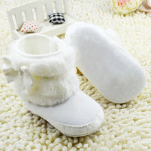 born 0-18Months Baby Girls White Bowknot Crib Shoes Toddler Soft Warm Snow Boots First Walkers ILML