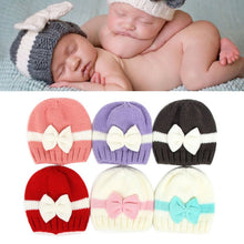 born Baby Kids Girls Boys Lovely Bowknot Knitted Crochet Cap Warm Hat Pography Props Caps ILML