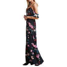 Off Shoulder Boho Beach dress casual Sleeveless Chiffon Women Maxi Retro Floral Print Evening Long Party Dresses ILML