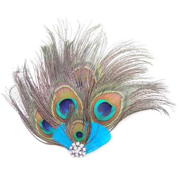 Peacock Feather Rhinestone Hairpin Hair Clips Dance Party Wedding Hair Band Wear ILML
