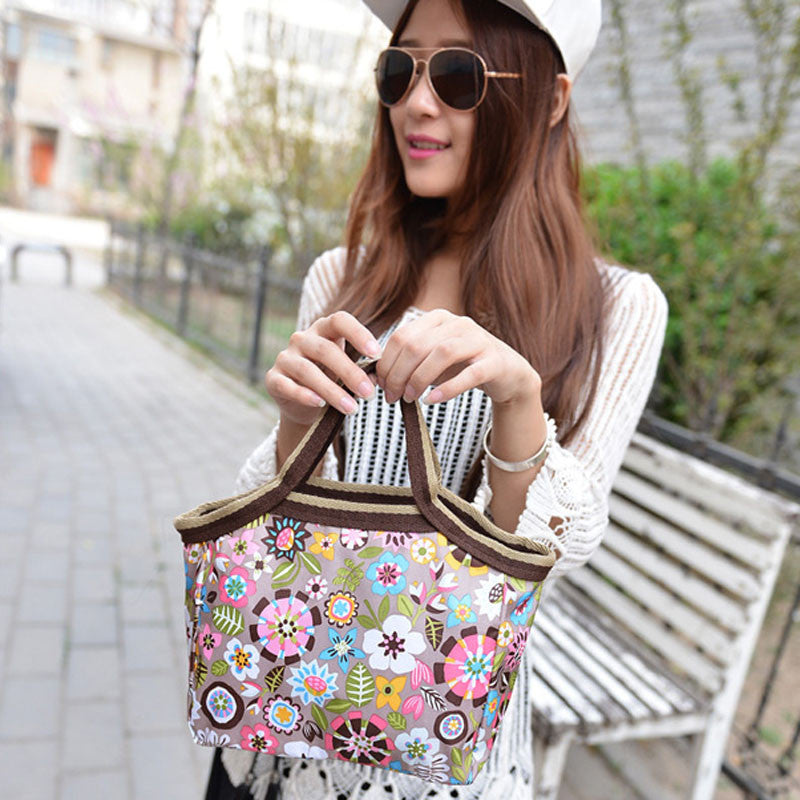 Portable Picnic Portable Flower Lunch Bags Pouch Oxford fabric Zipper Soft Box Tote Packet Lunch Food Storage Bags ILML
