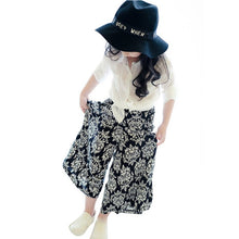 Princess Girls Floral Print Ethnic Elastic Tutu Skirts Pants Kids Loose A Line Long Pant  ILML