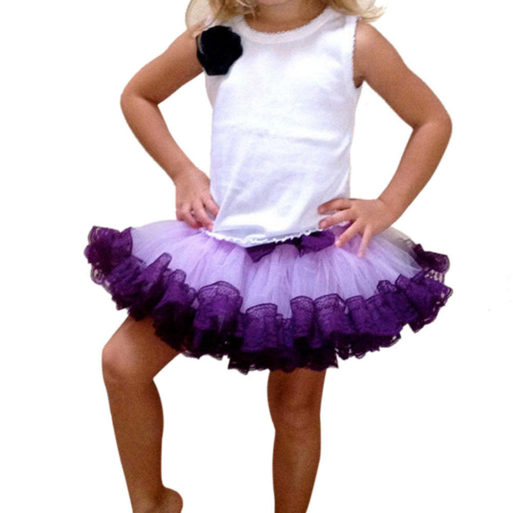 Princess Kids Girl Multilayer Tulle Party Dance Short Cake Tutu Skirt 2-8Y ILML