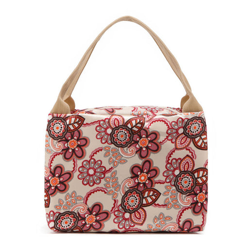 Printing Floral Portable Lunch Box Student Worker Family Carry Polyester Tote Bag Travel Picnic Storage Pouch ILML