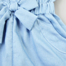 Pro Kids Girls Clothing Rompers Denim Blue Cotton Washed Jeans Sleeveless Bow Jumpsuit 0-5Years LE2 ILML