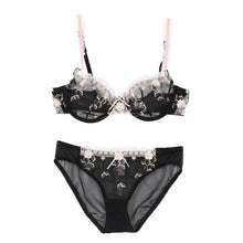 Pro Sexy Women Underwear Suit Push Up Plunge Bra Sets Ladies Lace Floral Embroidery Lingerie Bras  Panties LE2 ILML